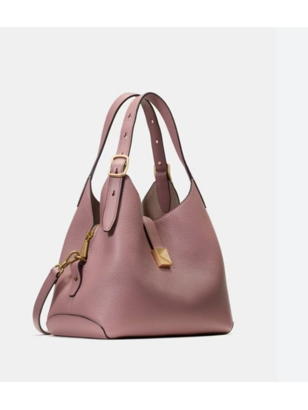 KATE SPADE NY Deco pebbled leather small tote crossbody bag + Dust bag DUSK ROSE